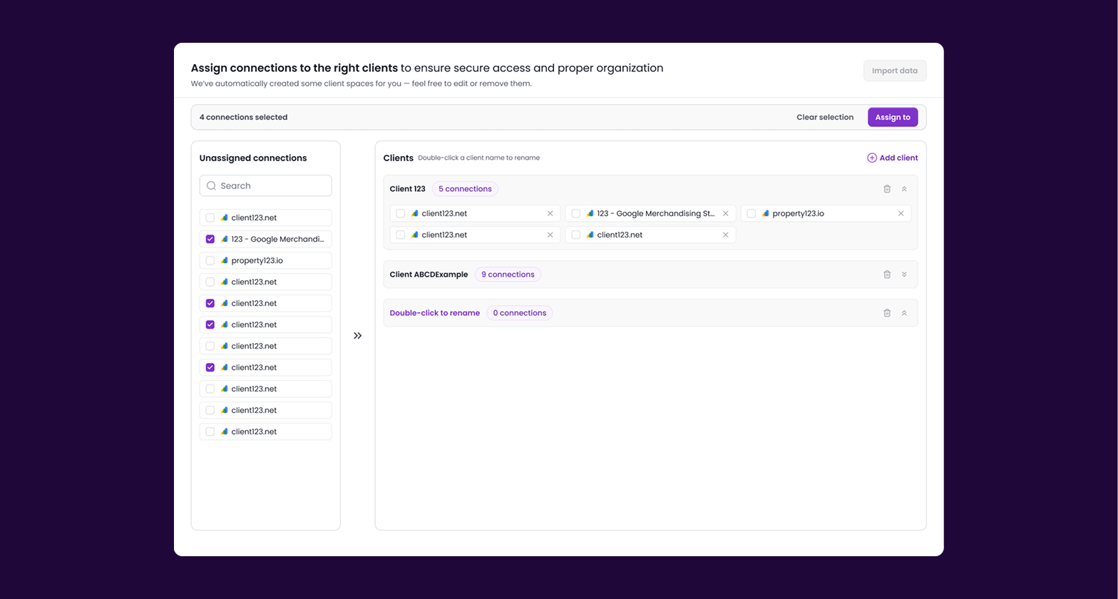 Pre-created client spaces