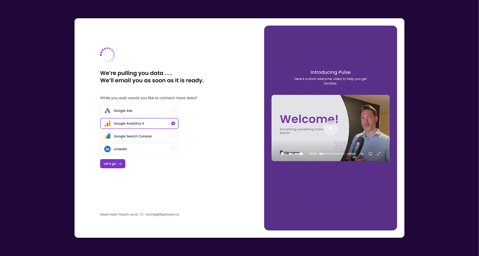 Welcome loading screen