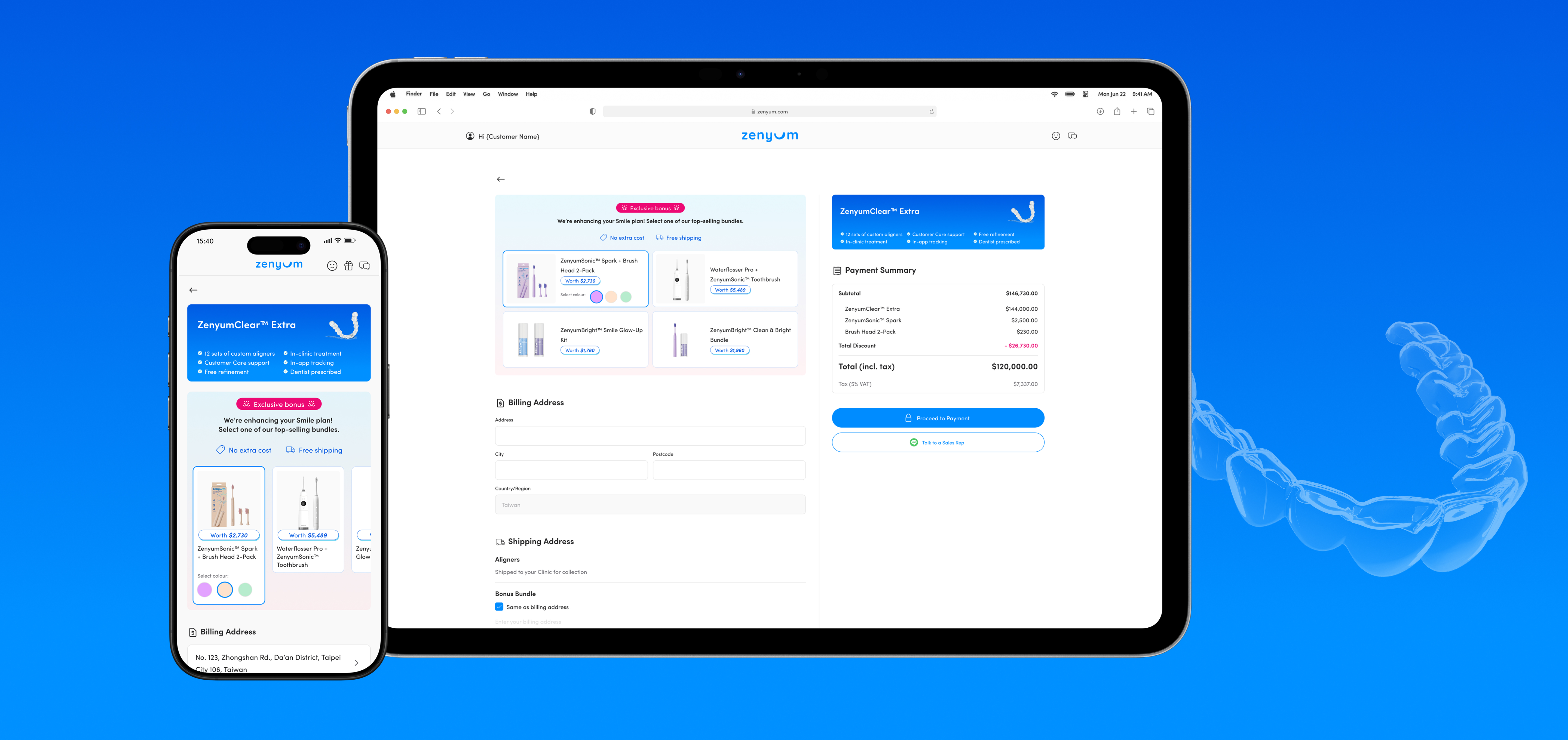 Zenyum Aligners mobile checkout interface