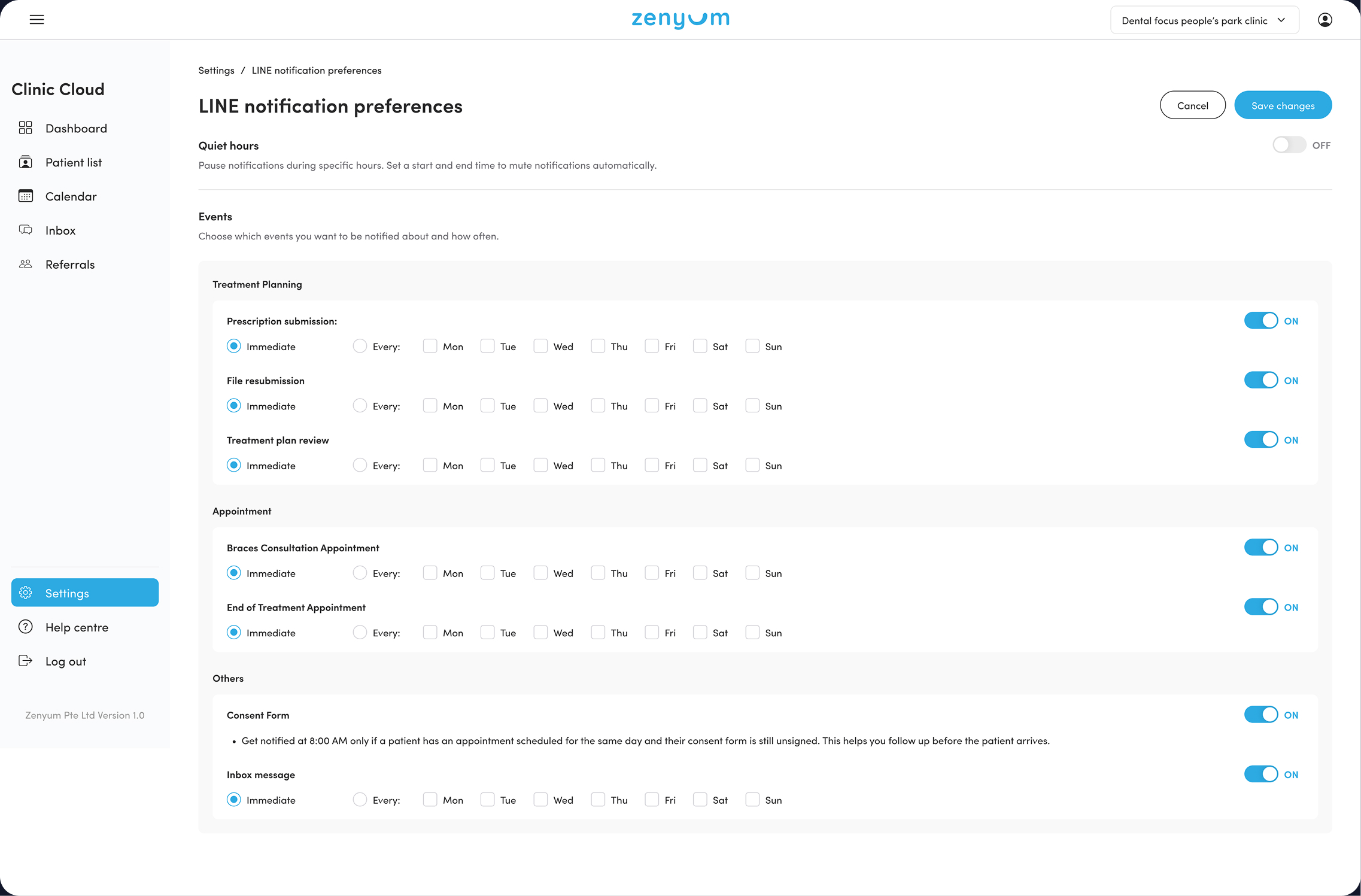 LINE notification settings