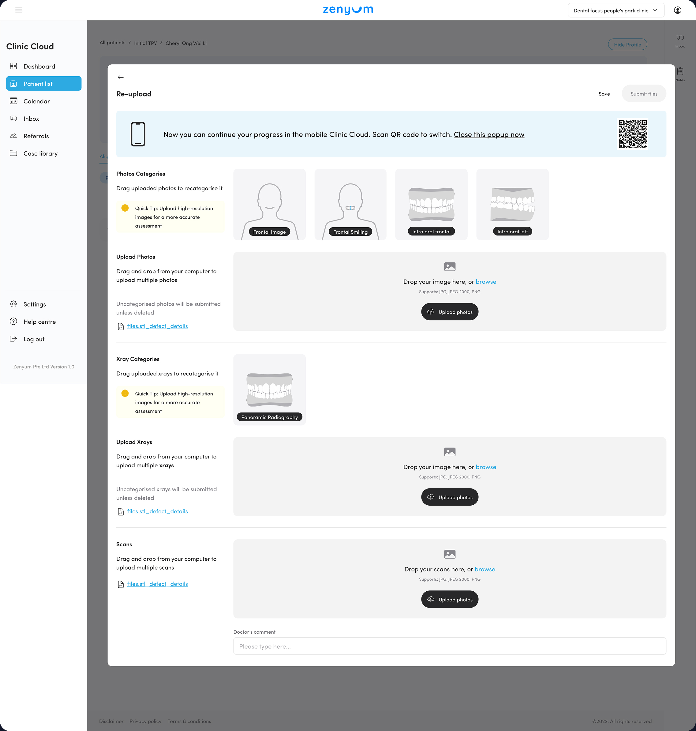 Prescription instructions reupload files